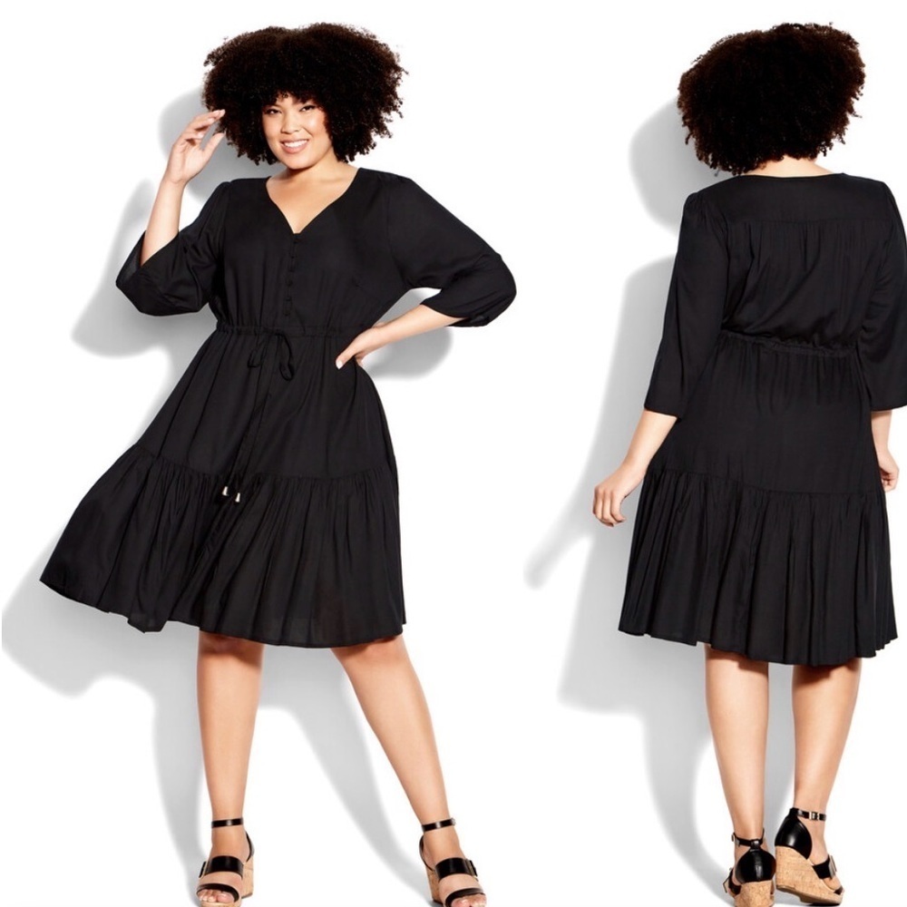 New Loralette by City Chic Black Plain Plus Size Endless Sun Maxi Dress